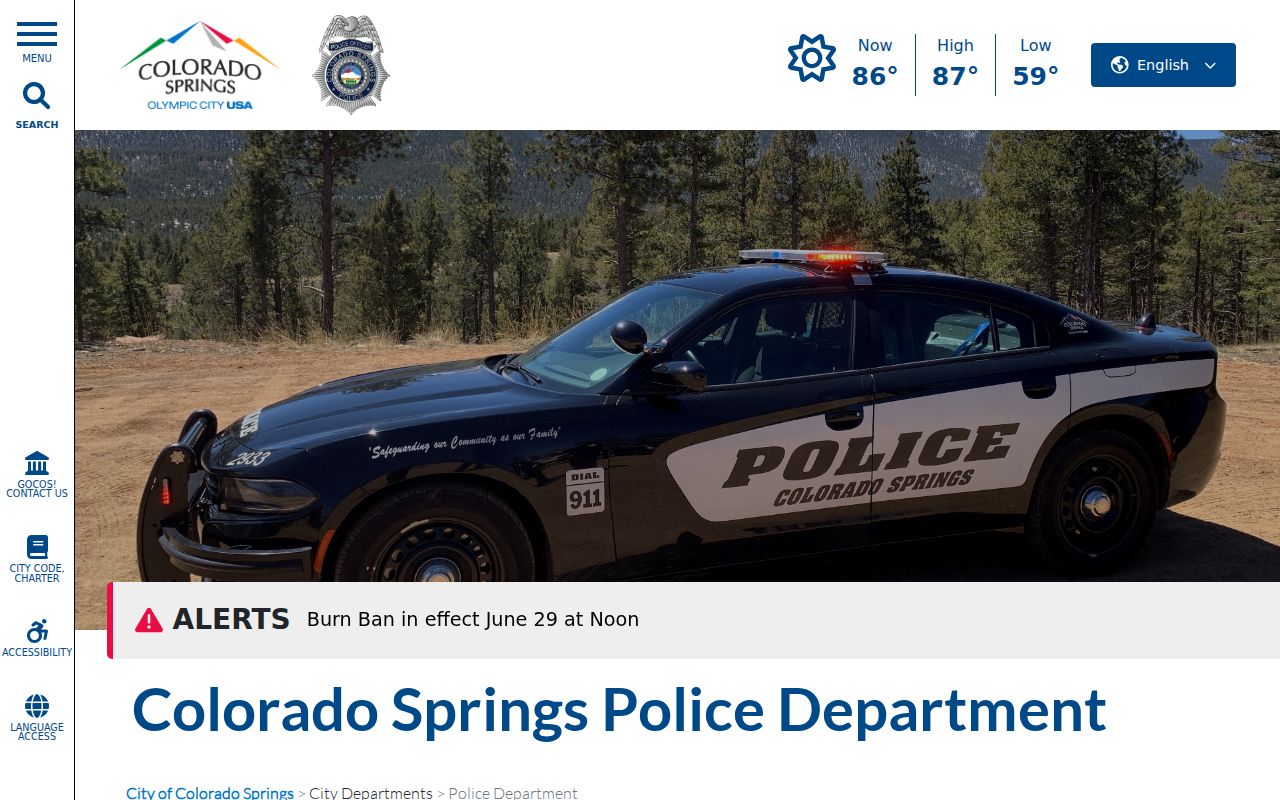 Colorado Springs criminal records police department page