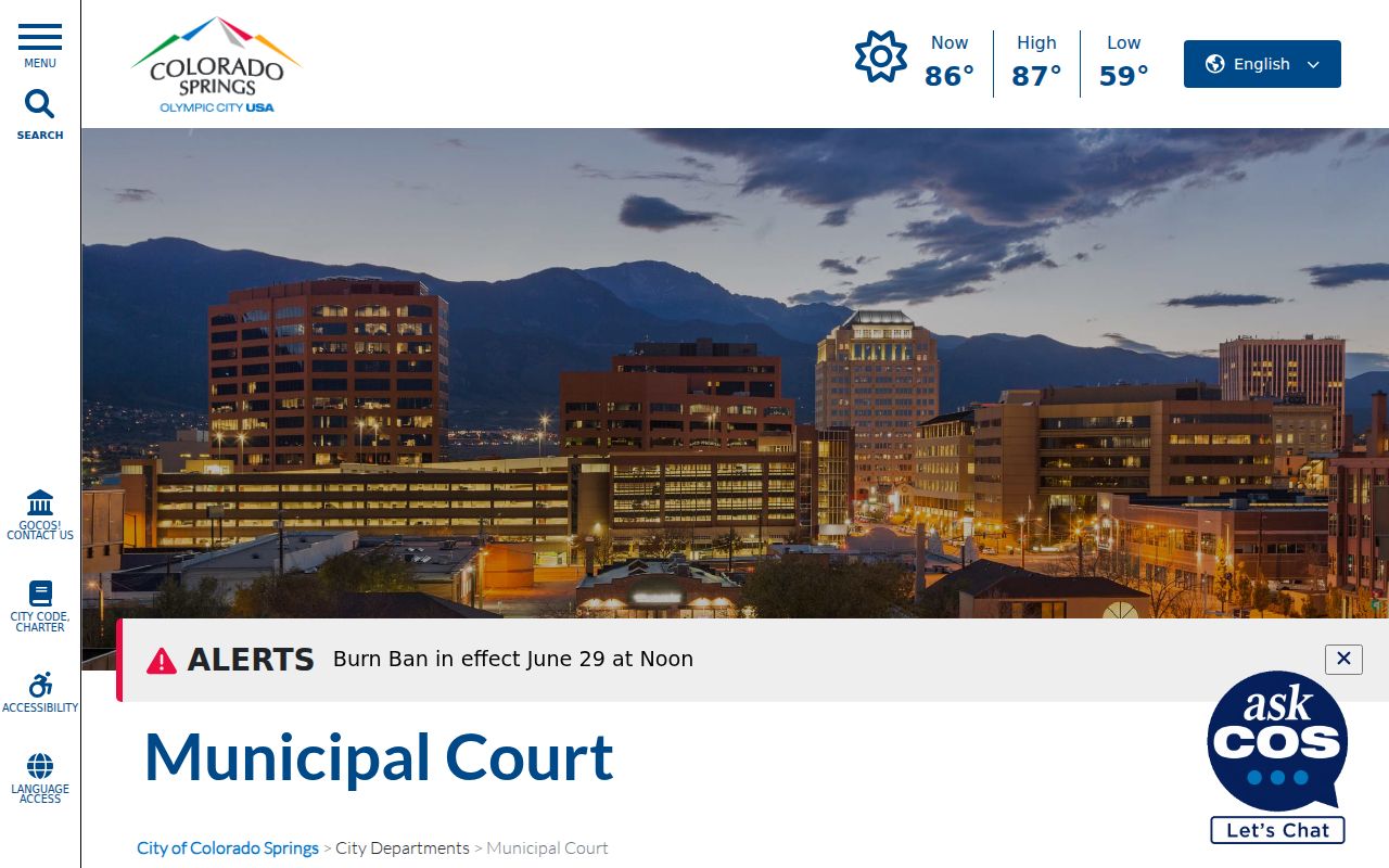 Colorado Springs criminal case municipal court page