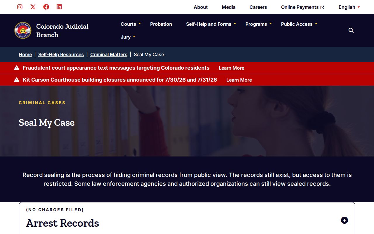 El Paso County criminal court case sealing forms