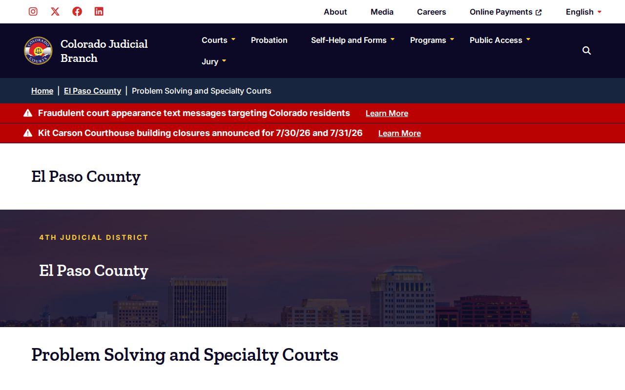 El Paso County criminal case specialty courts