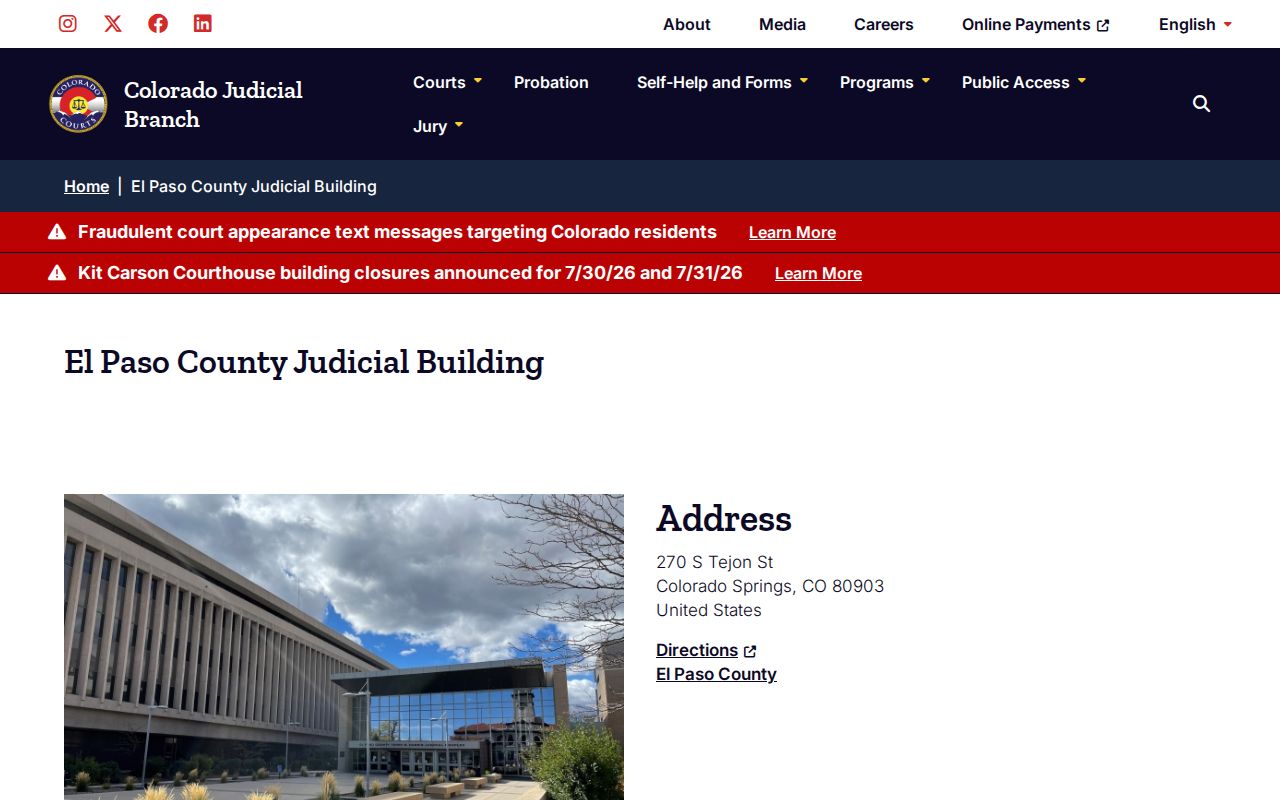 El Paso County criminal records Judicial Building